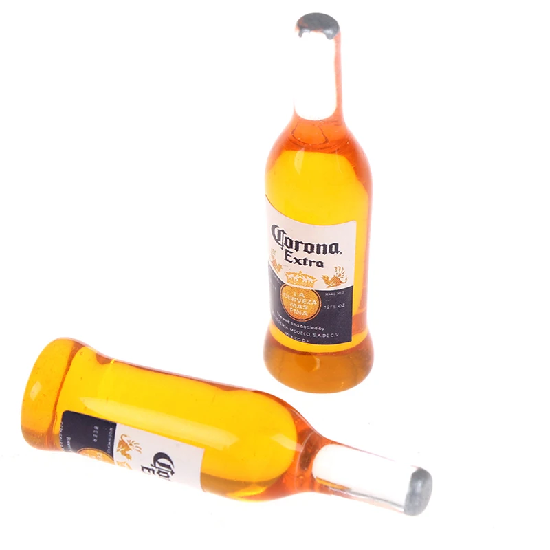 【M】10Pcs 1:6 Dollhouse Miniature Resin Beer Bottle Simulation Wine Bottle Model Doll House Accessories Kids Toys