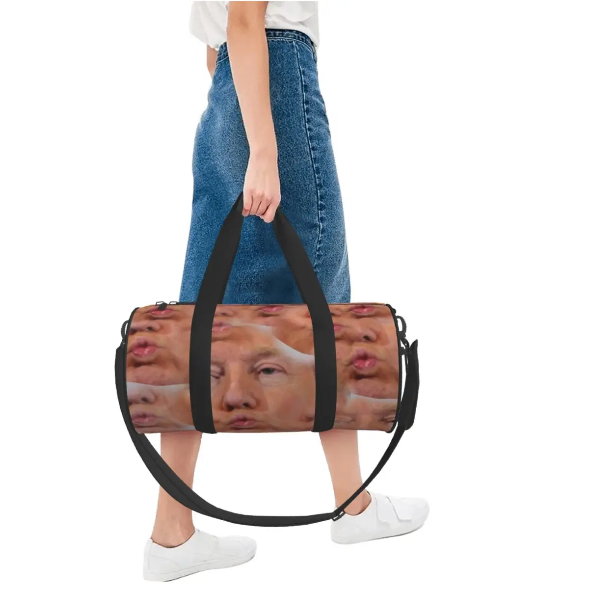 Funny Trump Kiss Face Gym Bag Outdoor Sports Bags with Shoes Swimming Custom Handbag Funny Fitness Bag For Male Female