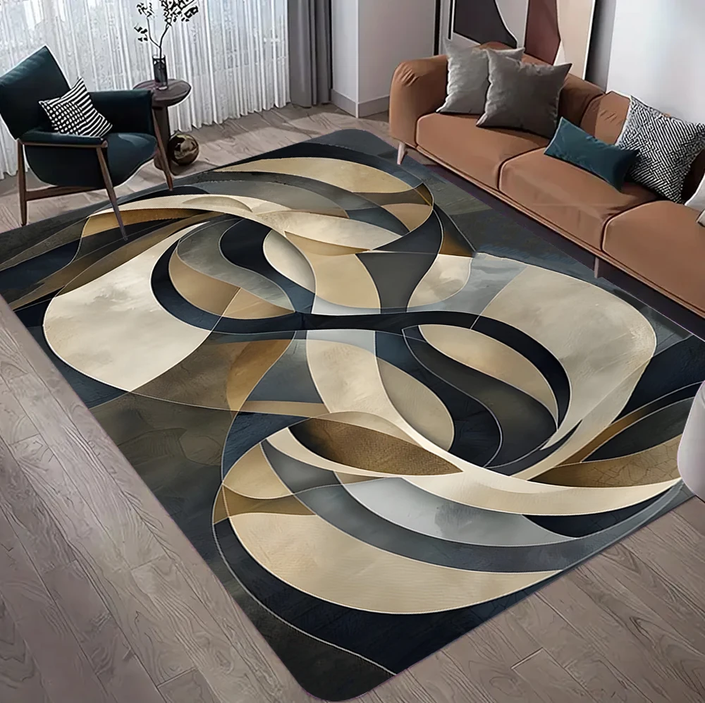 Alfombra lujosa de estilo moderno para sala de estar, dormitorio, hogar, sofá, decoración, alfombra antideslizante, alfombras fáciles de limpiar, regalo