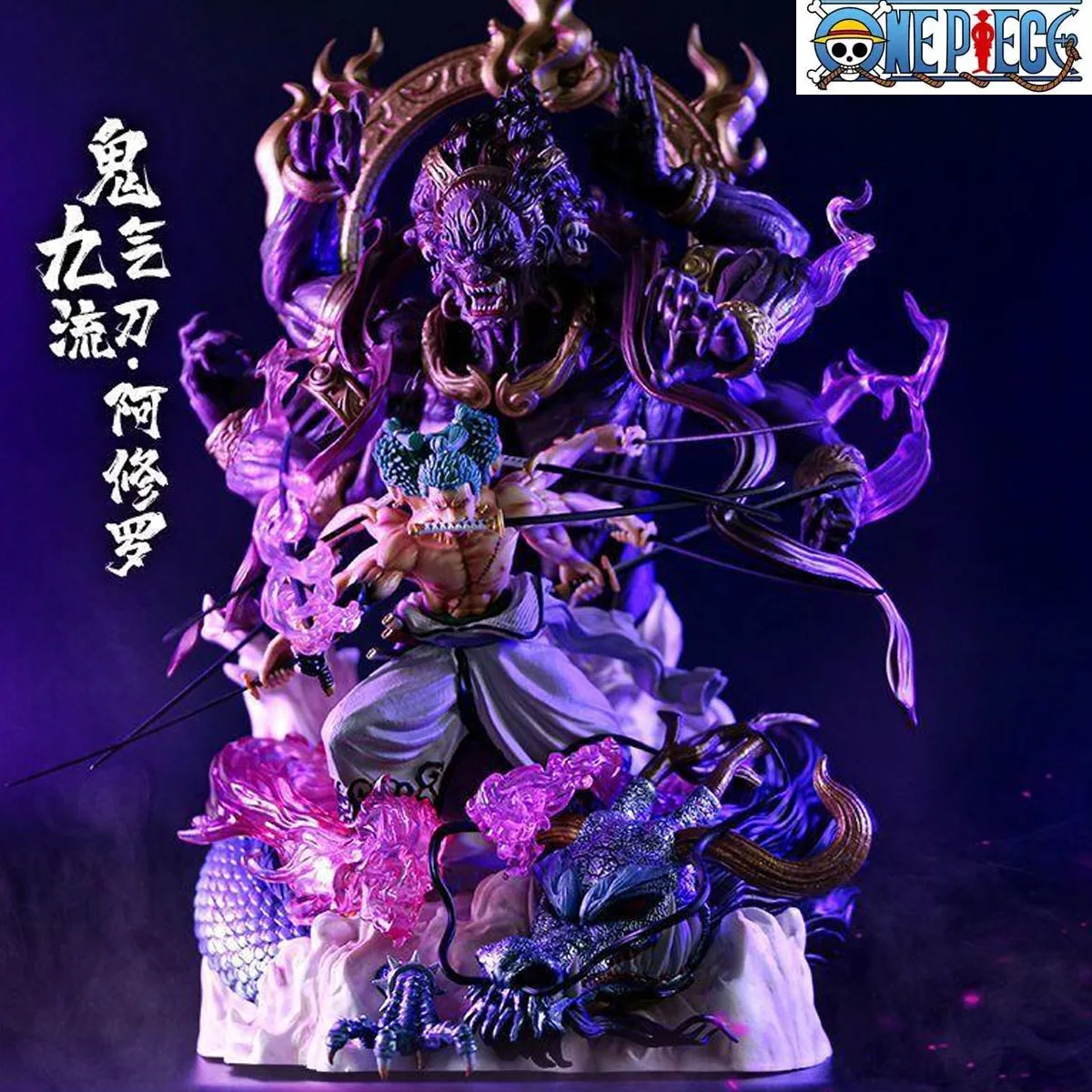 

21 см цельный Зоро Ророноа девять меча в стиле Asura Onigiri Devil Aura аниме фигурка большая статуяGK крутая коллекция скульптур Декор