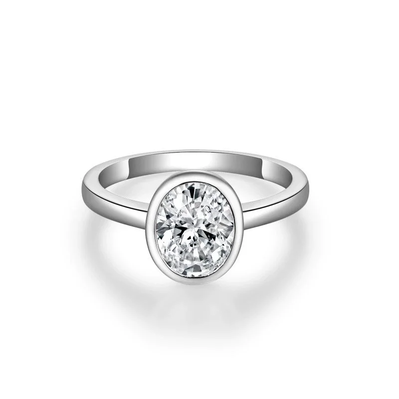 

Classic Oval 2 Carat 7*9mm Oval Shaped Moissanite Encrusted S925 Silver Plated 18k Gold Women's Engagement Ring
