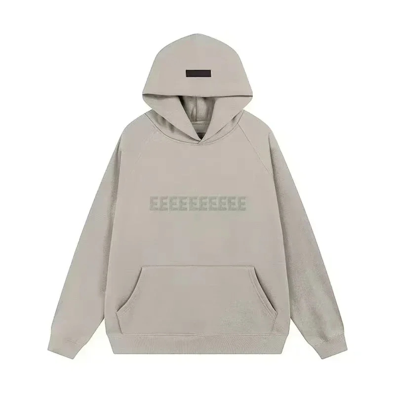 FW22 Heren Hoodies Jogging Set Luxe Design Borst Twee Rijen Pluche Letter Hoodie Dames Losse Hoodie Mode Unisex Broek Set - afbeelding 1