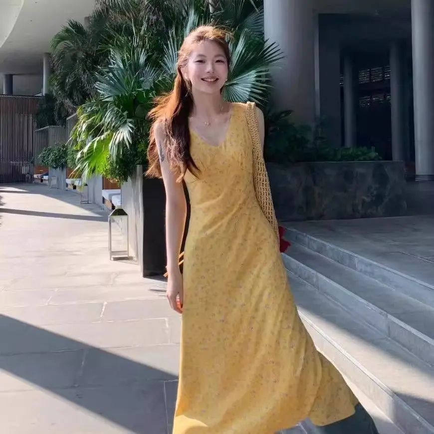 فساتين نسائية بدون أكمام بوهو ربيعية من الشيفون بنقاط دائرية مطوي حلو رومانسي شبابي جميل جميل ناعم متعدد الألوان للأعمال #2