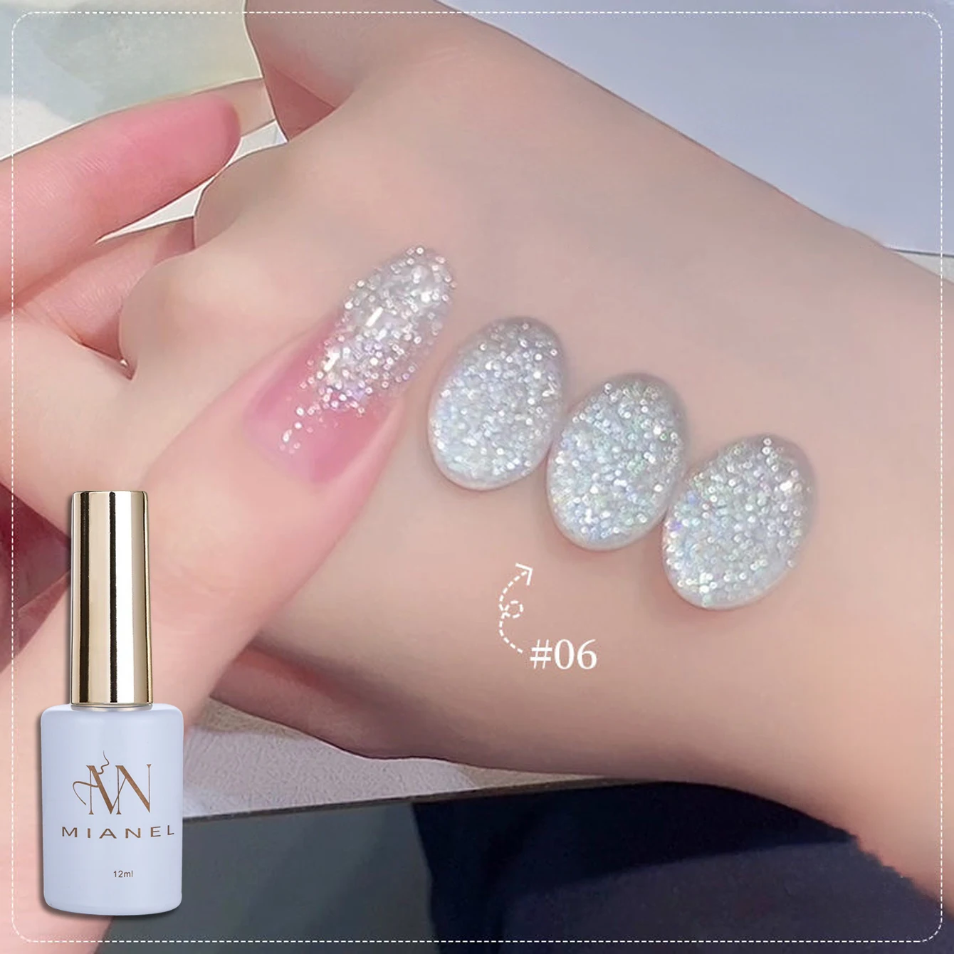 MIANEL 12ML Weißer Nagellack Jimeng Hochzeitskleid Feiner Glitzer-Gel-Nagellack Super Glänzender Glitzer-Nagellack für Nagelkunst-Salon – Detail 38