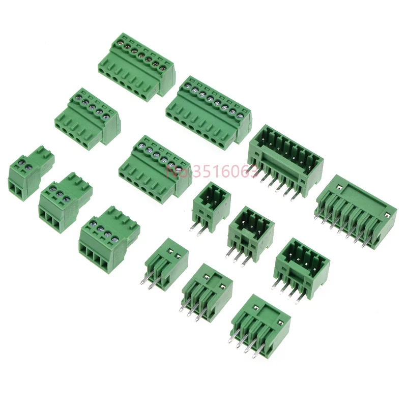 5/10Pcs 15EDG 2.54 mm KF2EDG PCB Screw Terminal Block Connector Right Angle/Straight Needle Plug Pin Header Socket 2/3/4/10 Pin