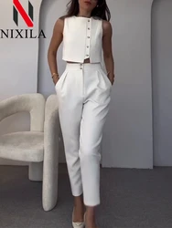 Nuovo in primavera estate set da donna eleganti set di gilet senza maniche moda coreana per le donne 2 pezzi set di pantaloni per abbigliamento da ufficio retrò