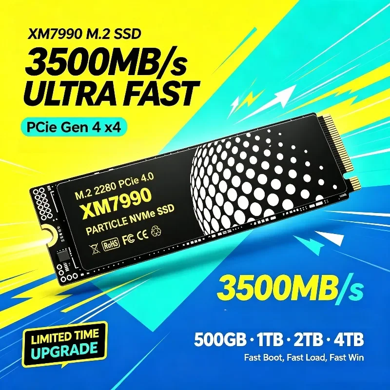 XM7990 M.2 NVMe SSD 500GB 1TB 2TB 4TB Capacity PCIe 4.0 3500MB/s High‑Speed Internal Gaming Solid State Drive for PC Laptop