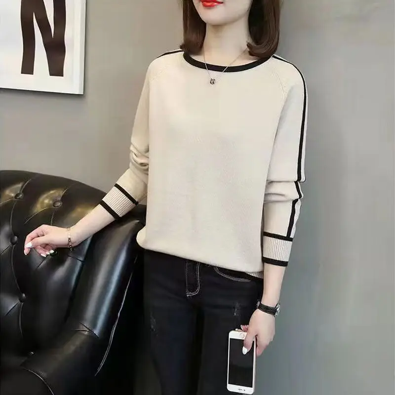 

Осень и зима, новый женский пуловер с круглым вырезом, модный вязаный свитер из 100% хлопка, свободный хит продаж, женский топ