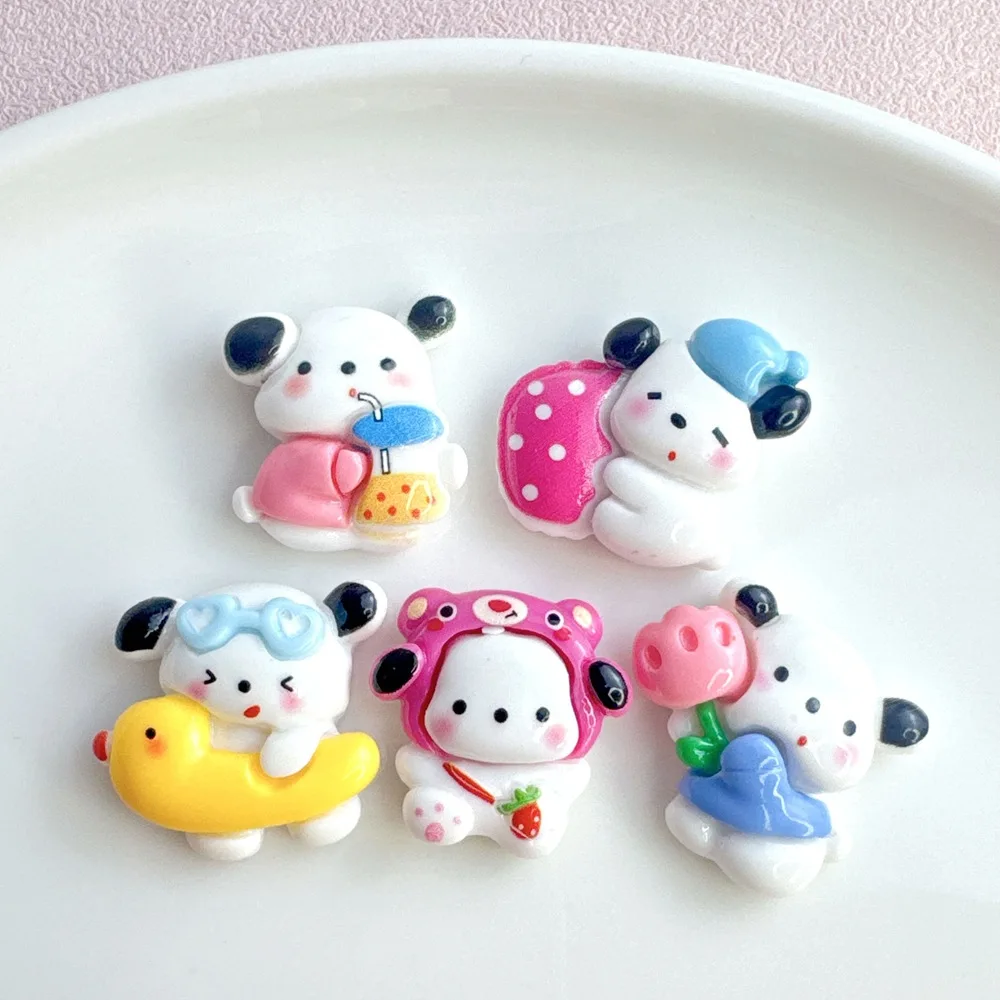 5pcs S Cartoon Drag Flower pochacco Dog cartoon resin flatback cabochon diy crafts materials kid handmade jewelry charms