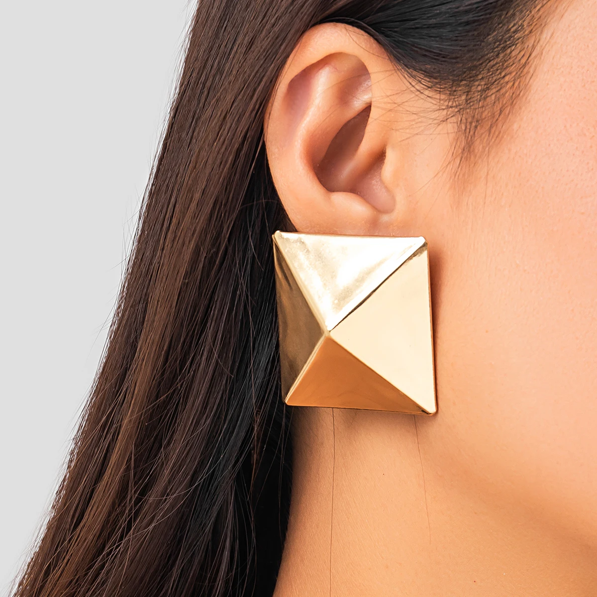 IngeSight.Z Creative Gold Color 3D Geometric Stud Earrings for Women Men Vintage Wedding Party Jewelry 2023 Valentine Day Gift