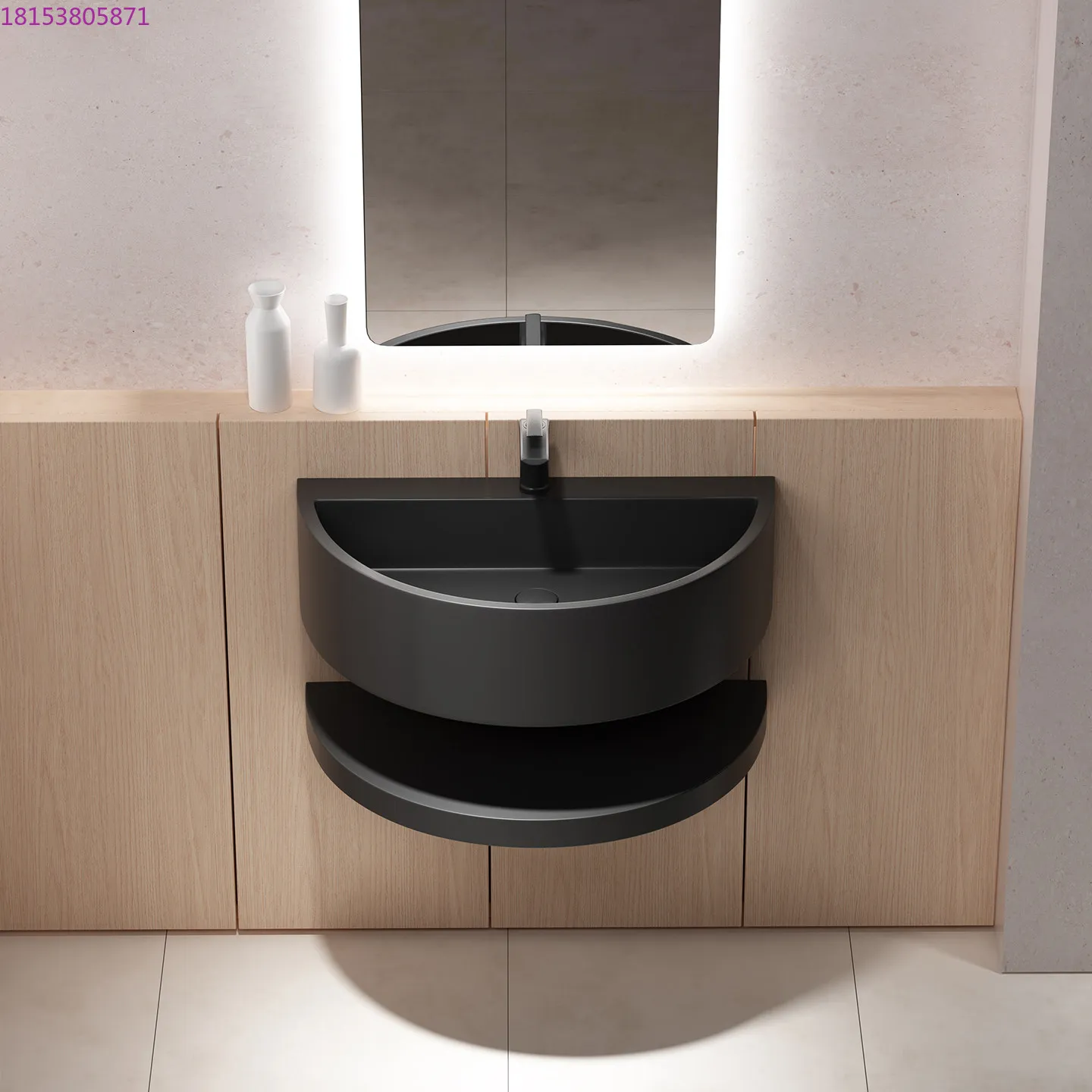 Black stainless steel wall-mounted basin B & B hotel bathroom bathroom corner semi-circular storage rack
