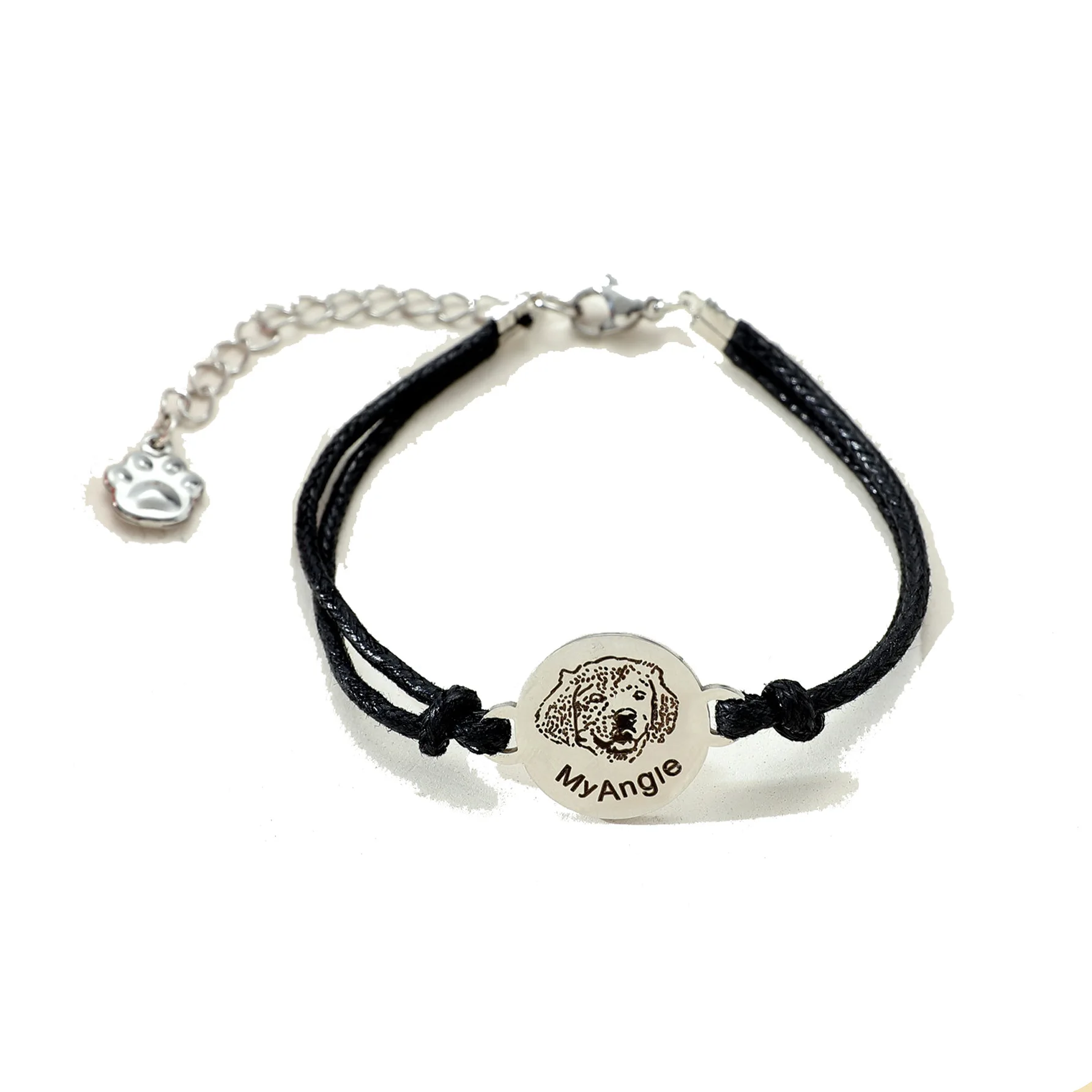 New Mother\'s Day Parent Child Bracelet Stainless Steel Carved Dog Mom Hair Handmade Wax Thread Bracelet Wholesale