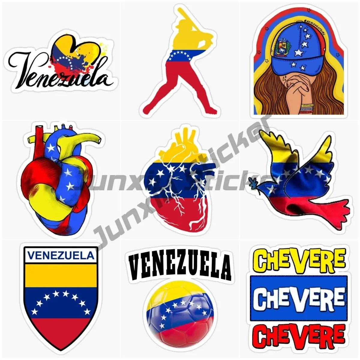 

Venezuela Flag Emblem Vinyl Pattern Car Stickers Skateboarding Waterproof Camping Vehicle JDM Decorative Stickers