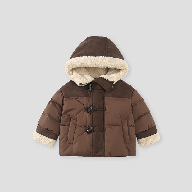 

Baby Boys Girls Jacket Hooded Cotton Outerwear Children's Thick Fleece Coat Cashmere Padded Jackets Winter Boys Girls Warm Coats