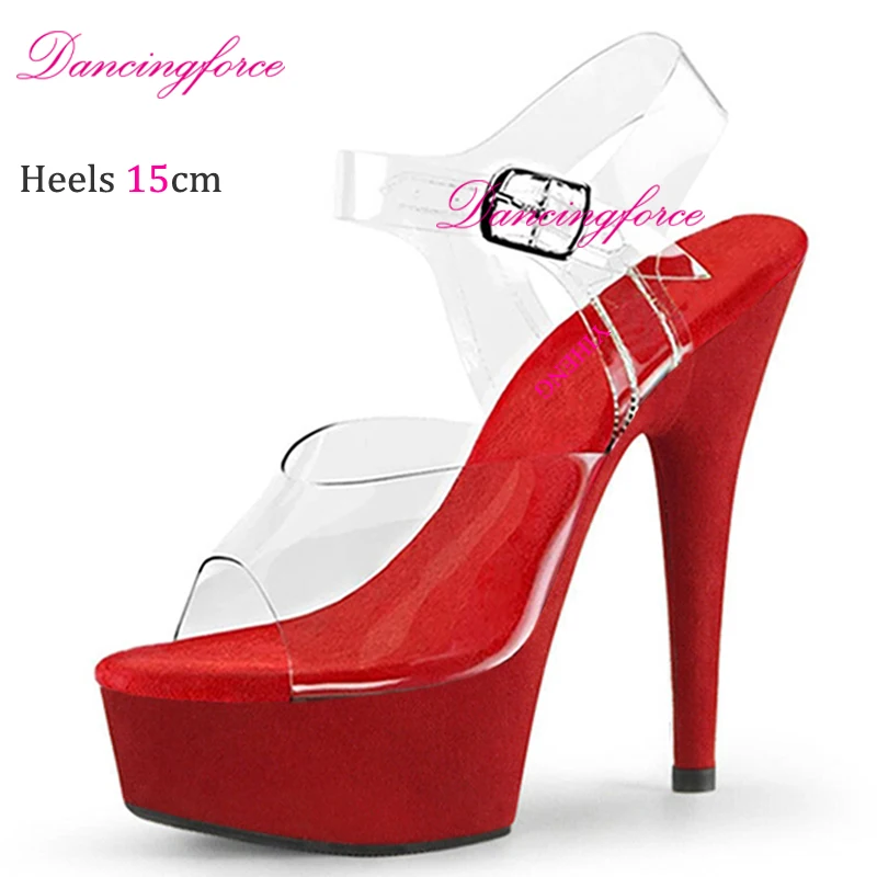 Dancingforce Exotic Clear Upper 6Inch/15cm Sexy Fetish Pole Dance Shoes Dress Platform Sandals Women Stripper Models Show Shoes