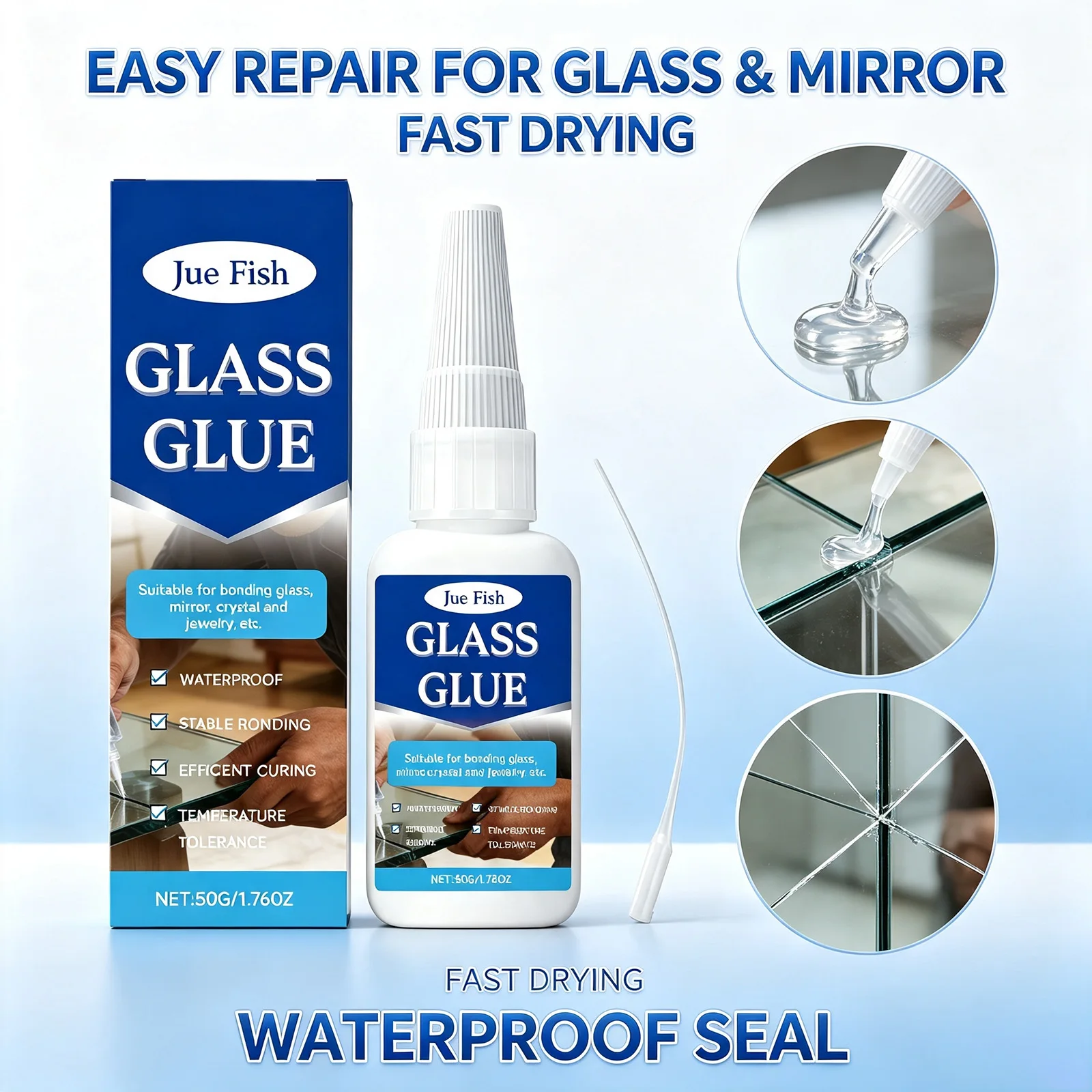 Glass Bonding Glue High Strength Quick Dry Clear Transparent Fast Curing Waterproof Adhesive Repair Household Craft Jewelry DIY