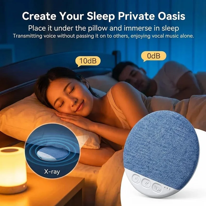 Bone-Conduction Pillow Speaker, Bluetooth Bedside Speaker, Sleep Speaker, Silent Operation, Side-Sleeping Speaker