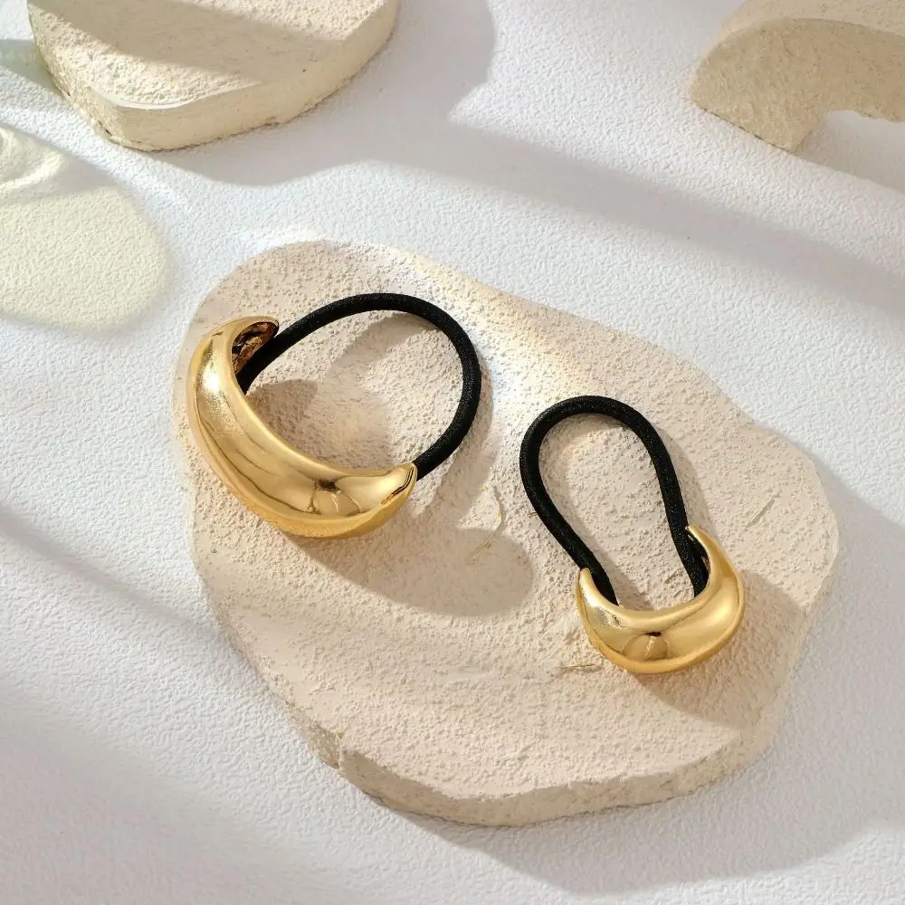 

Creative Geometric Metal Fashion Hair Ties U-shaped Gold color Ponytail Holder Punk Elastic Hair Band Gifts