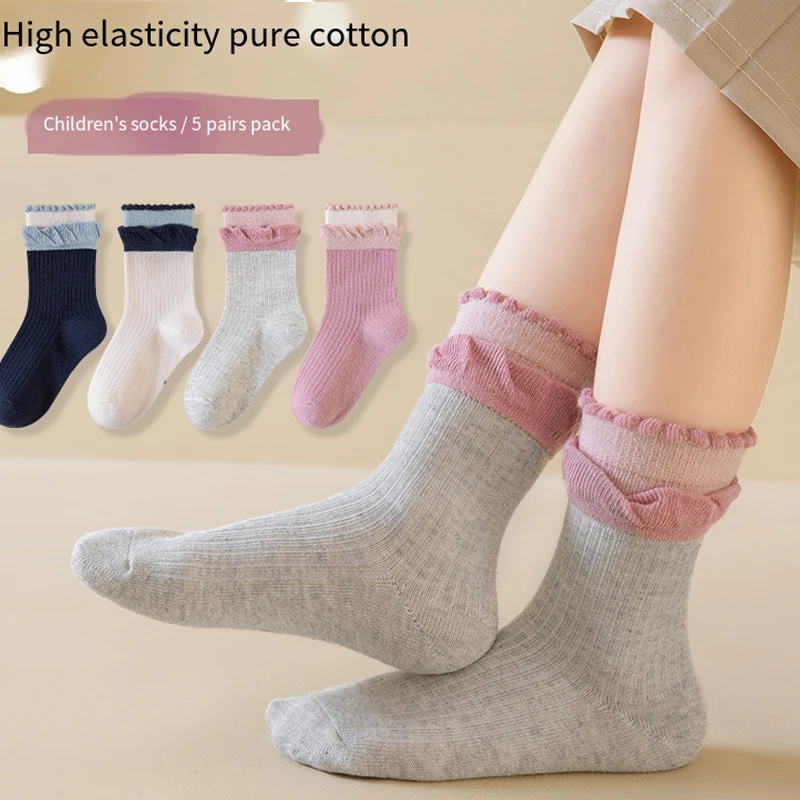 

Детские носки для девочек, утепленные хлопковые носки на осень-зиму, новые кавайные цветные дышащие впитывающие пот носки до середины икры