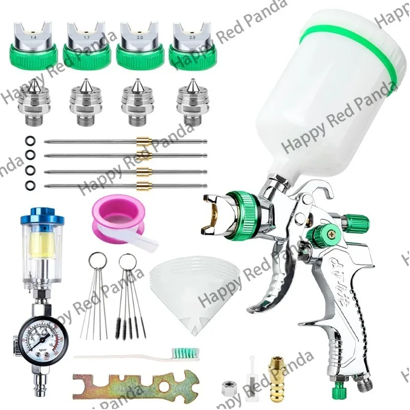 

1.4/1.7/2.0/2.5mm 600ml Professional HVLP Spray Gun Plus Pressure Regulator Home Automatic Paint Spray Gun Tool, Pneumatic Tools