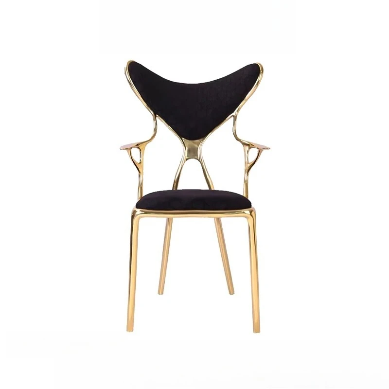 

light luxury pure copper dining chair designer villa home Internet celebrity chair high-end new backrest casual single chair