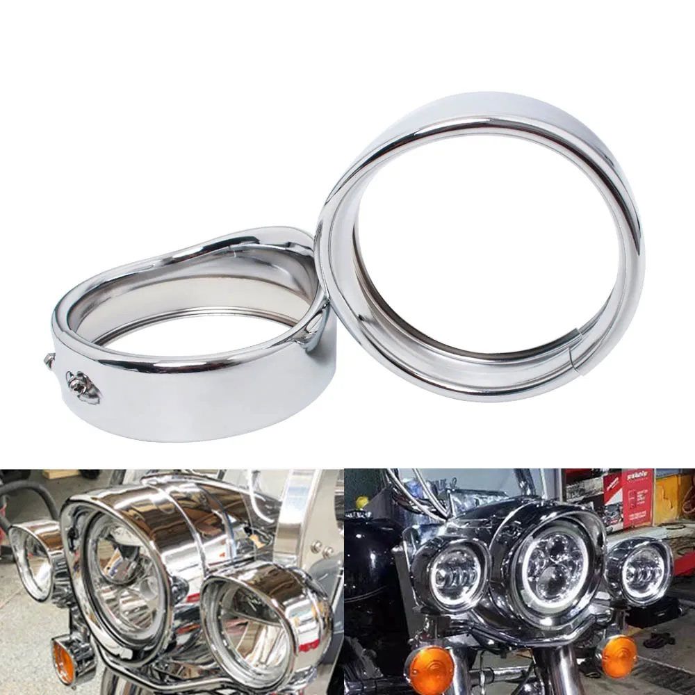 

Motorcycle Accessories 4 1/2 inch LED Auxiliary Light Fog Lamp Visor Trim Ring For Harley Touring Street Electra Glide Road King