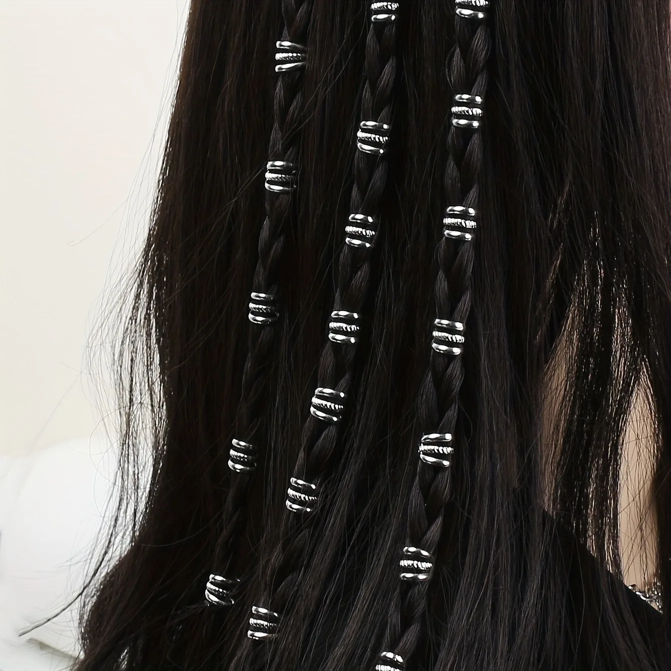 40pcs Hippie Style Three-circle Alloy Braid Hair Ring for Girls and Women-Dreadlock Hair Accessories Loc Hair Jewelry for Braids