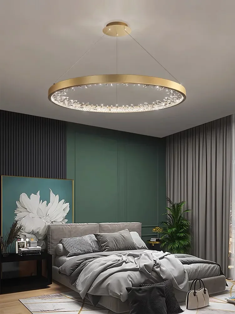 Luxo moderno Anéis Cristal Grande Lâmpada Pingente, Duplex Escadas Lustre, Villa Sala de estar, Home Decor Iluminação, Lustre Fixture