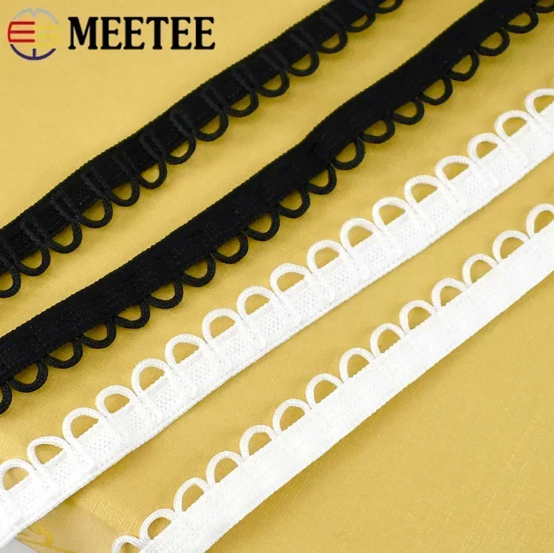 2/5/10M Nylon Elastische Band U-form Schleife Knopfloch Kragen Knopf Hochzeit Kleid Spitze band Trim Strap DIY Nähen Zubehör