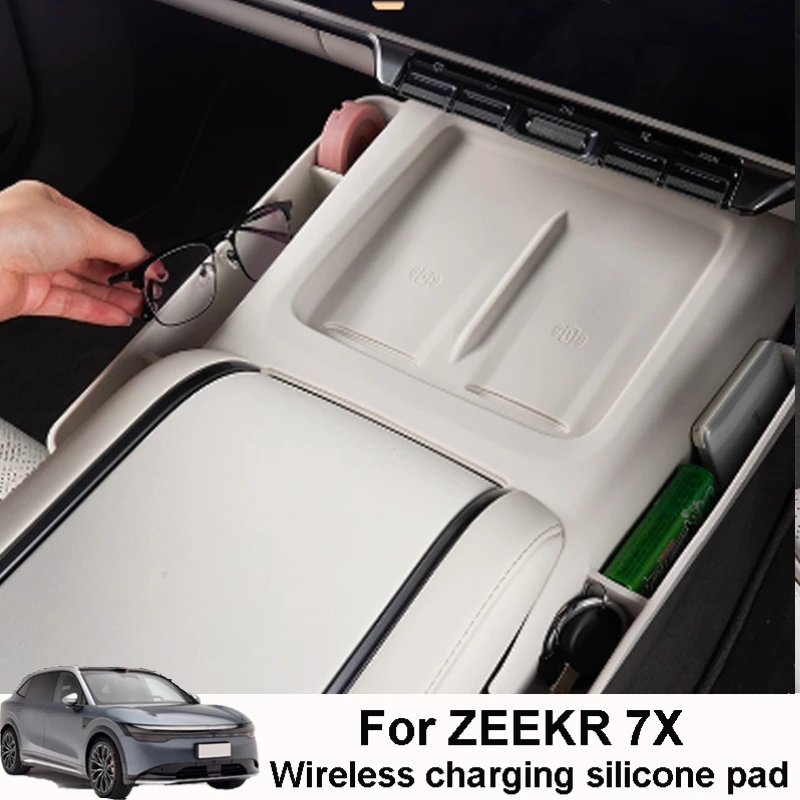 

For ZEEKR 7X 2025 2026 Car Wireless Charging Silicone Pad Center Control Panel Anti Slip Pad Decorative Accessories