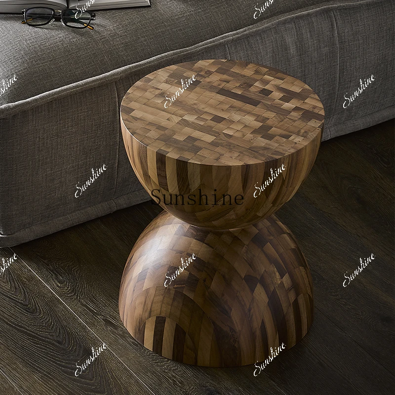 

Black walnut small round table art design retro modern minimalist art style type FT