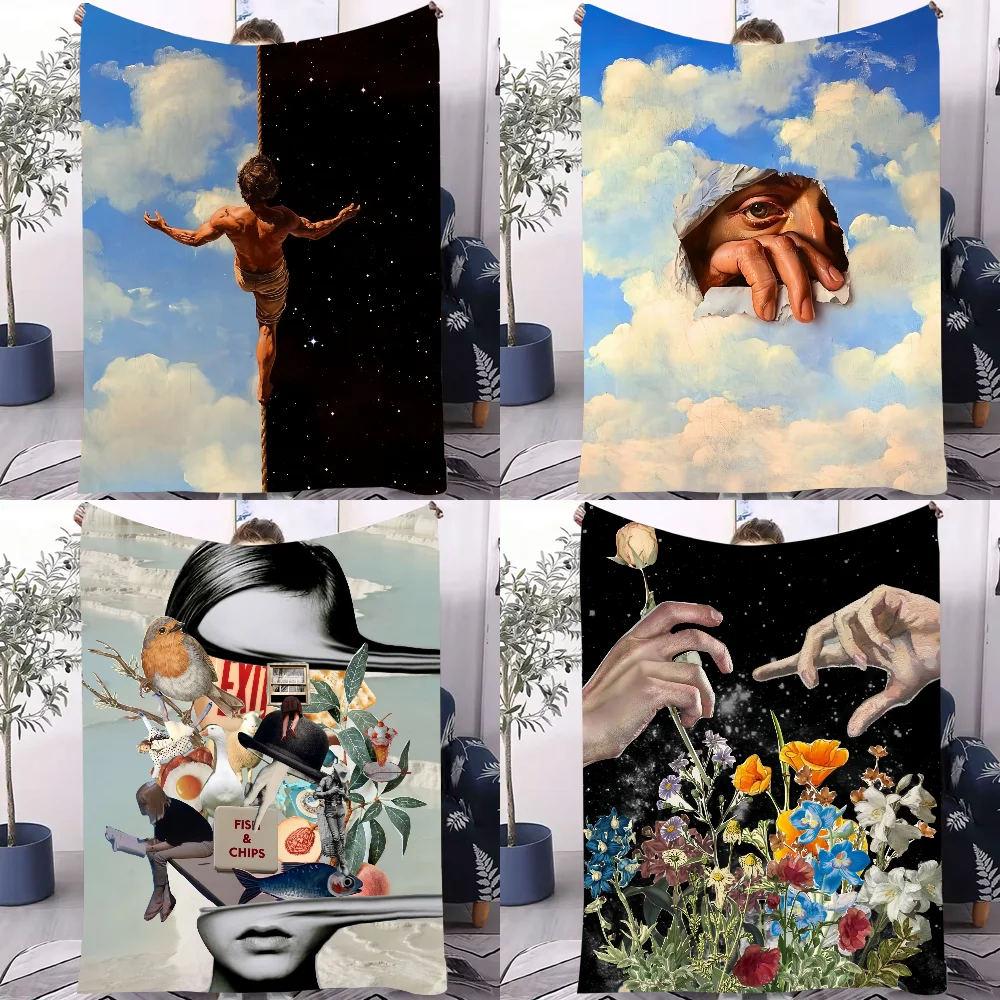 

V-Vintage Abstract Open Your Mind Blanket Design Lightweight For Dorms, Naps, Living Room, Office,Sofa,All-Season