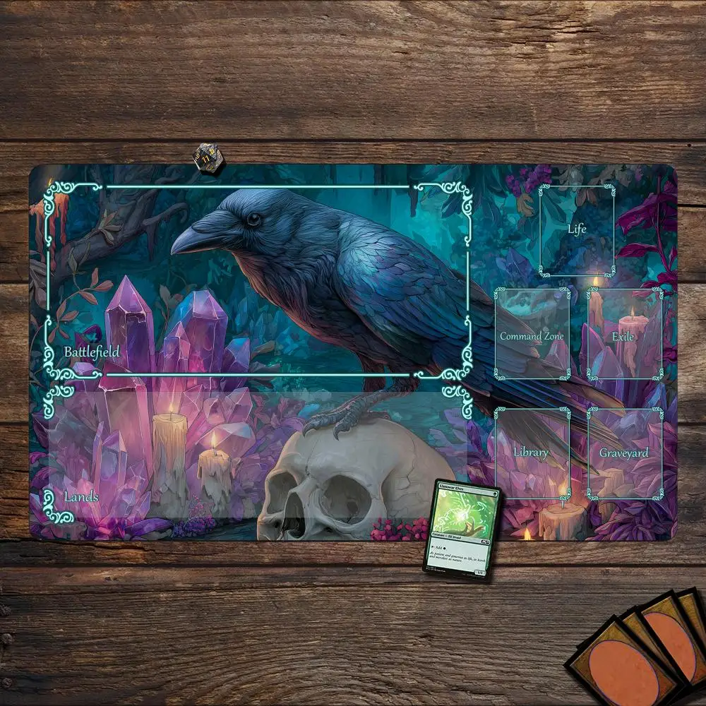 

The Mysterious Crow MTG Playmat Magic Card Battle Mat Non-Slip Durable 35X60CM Commander playmat Board Game Mat for TCG card mat