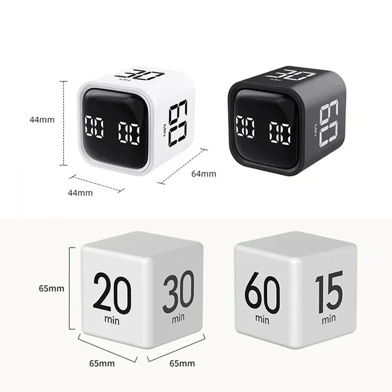 Productivity Cube Timer Gravity Sensor Flipping LED Display 4 Preset Time Dual Modes Countdown Cooking Study Mini Digital Timer