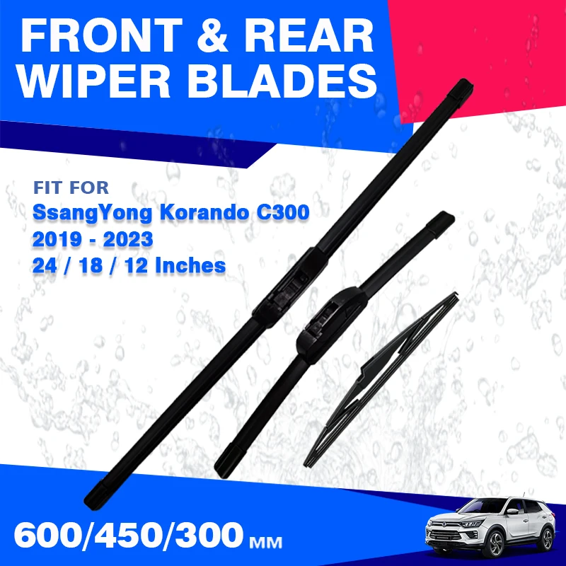 For SsangYong Korando C300 2019 2020 2021 2022 2023 Front Rear Wiper Blades Car Accessories Window Windscreen Windshield Glass