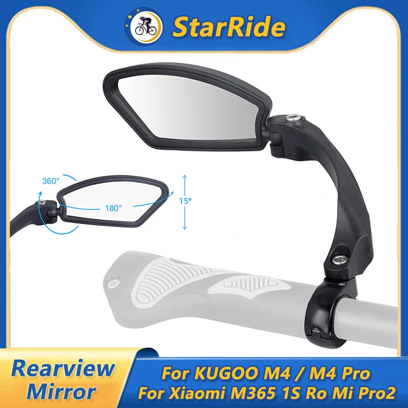 Universal Rearview Mirror for KUGOO M4 Pro for Xiao M365 1S Ro Mi Pro2 Ninebot E-Scooter Stainless Steel Lens Clear 360 Rotate