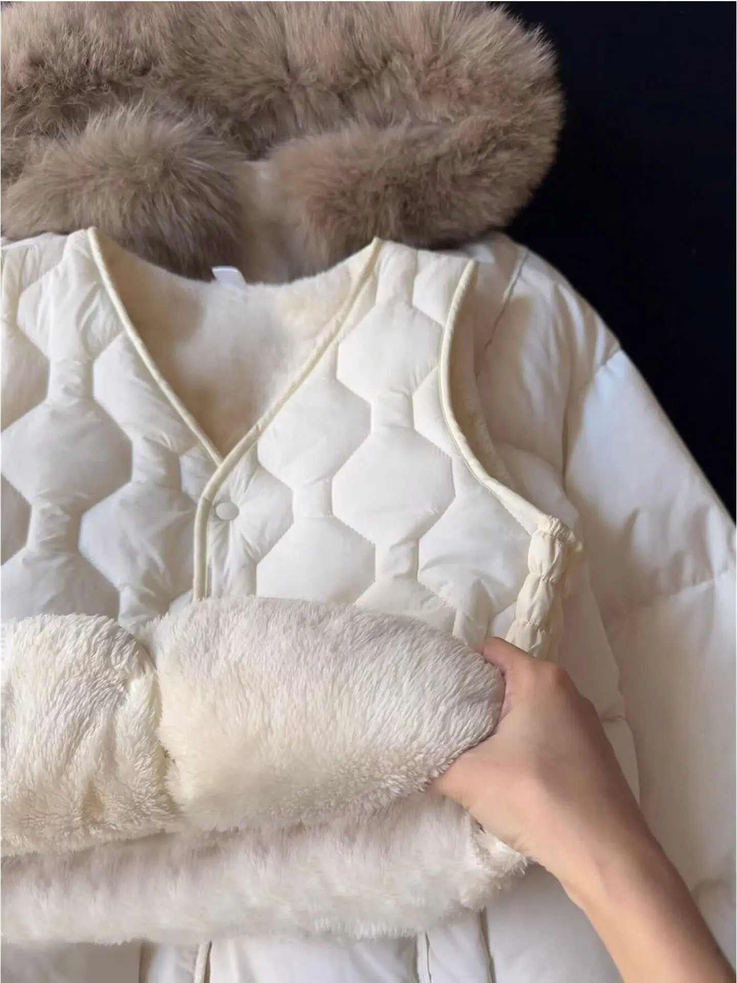 Thiened Fce Damen Jaet V-Ne ort Weste Innenbekleidung Casual Sle Diamond Pattern Baumwolle Herbst Winter Oberbekleidung