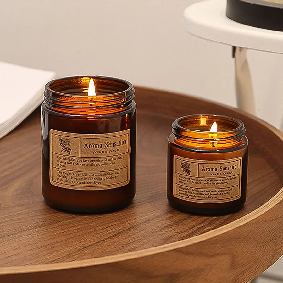 1 Stück braune Glasbecher-Aromatherapie-Kerze, rauchfreie Duftkerze, geeignet für Heimdekoration, Geburtstag, Valentinstag, Geschenk