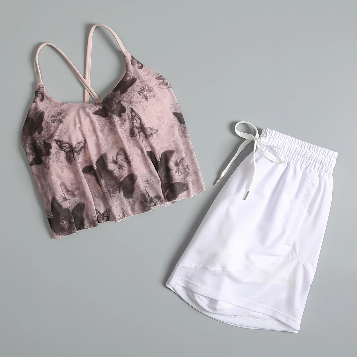 Ternos de yoga para mulheres no verão sexy fitness fino suspender colete de secagem rápida solto casual jogging shorts