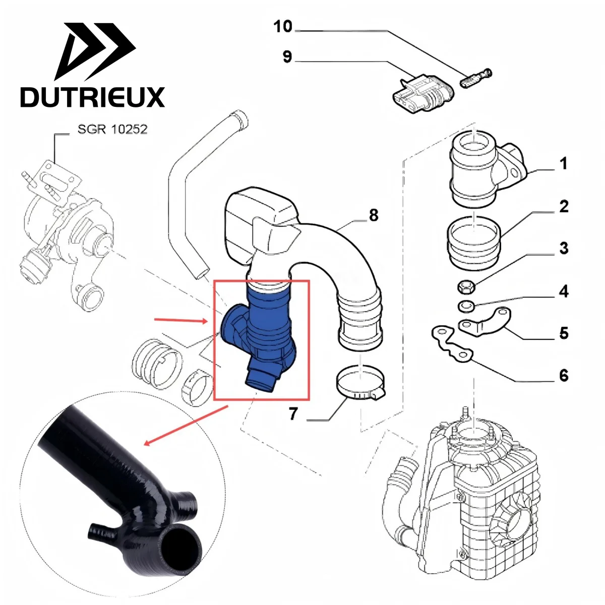 

Intercoolerr Airbox To Turbo Hose For ALFA ROMEO 156 1.9 JTD 55181972 F1003459