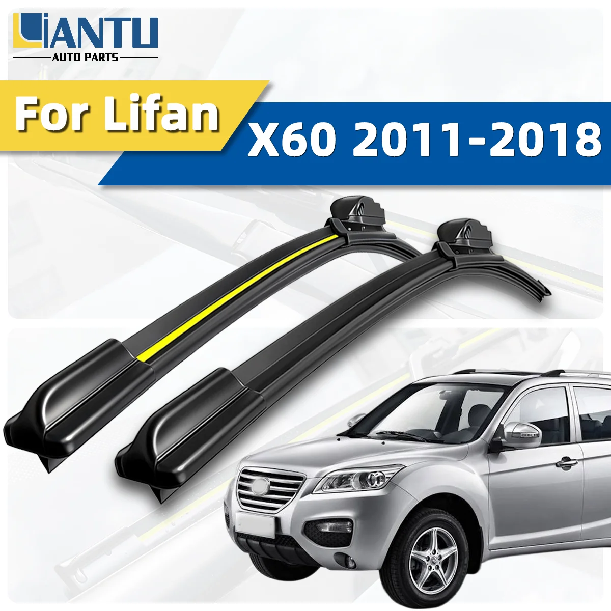 2pcs Front Windshield Wiper Fit For Lifan X60 2011-2018 Car Wipers Blade Premium Accessorie Quiet Operation High Quality Rubber