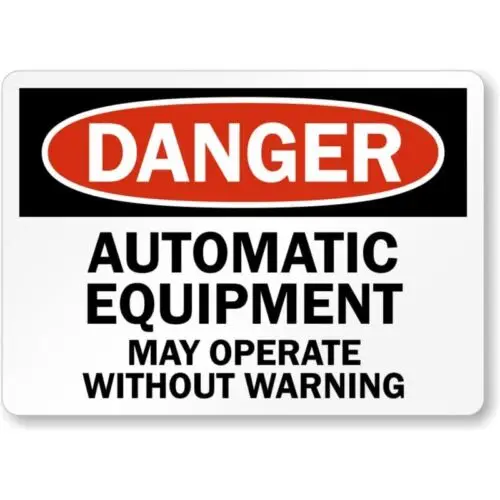 Automatic Equipment Danger Aluminum Weatherproof Sign p989 sign