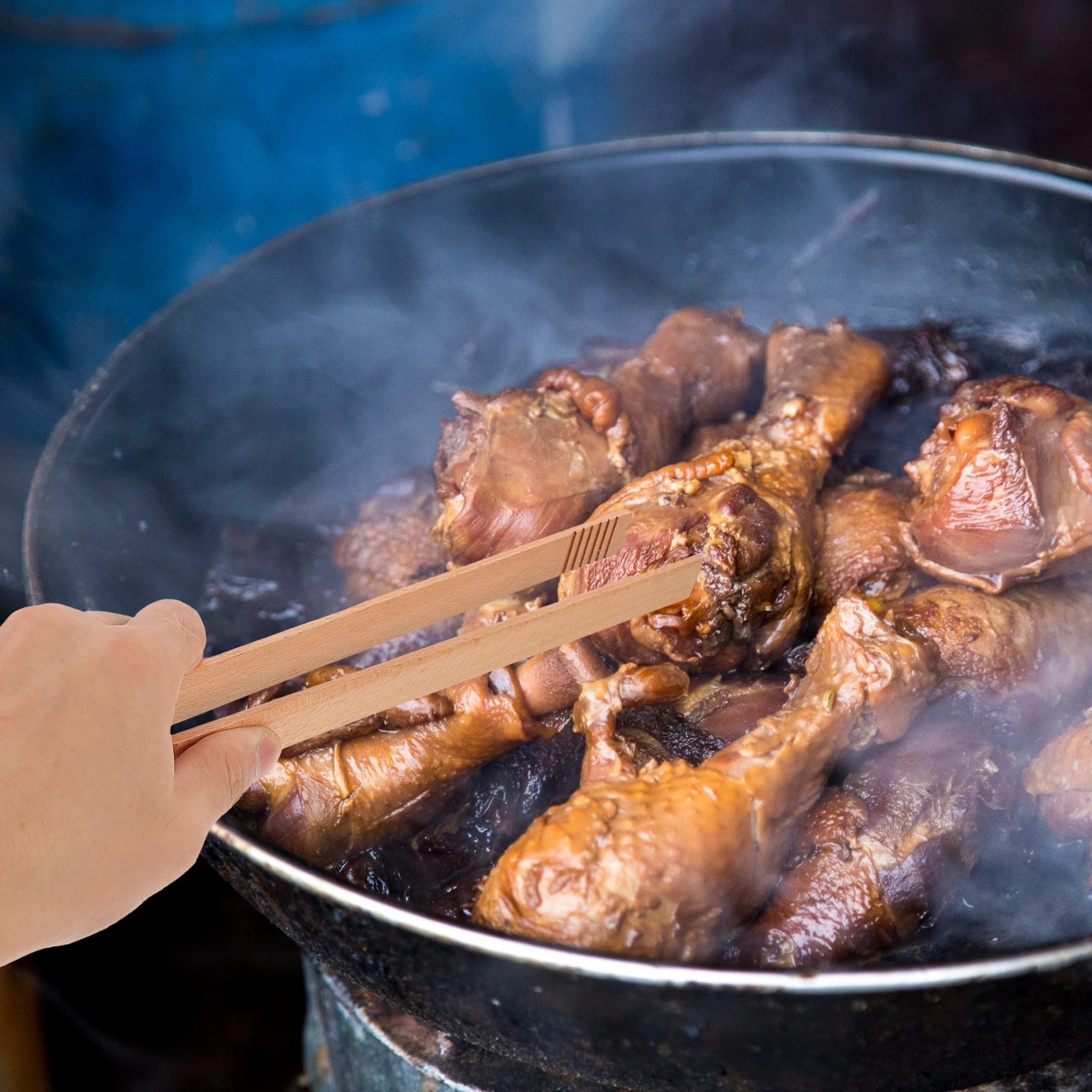 

Wooden Food Tongs Premium Kitchen Cooking Tongs Long Handle Easy Grip Natural Stain Resistant Spoon Clip For Toast