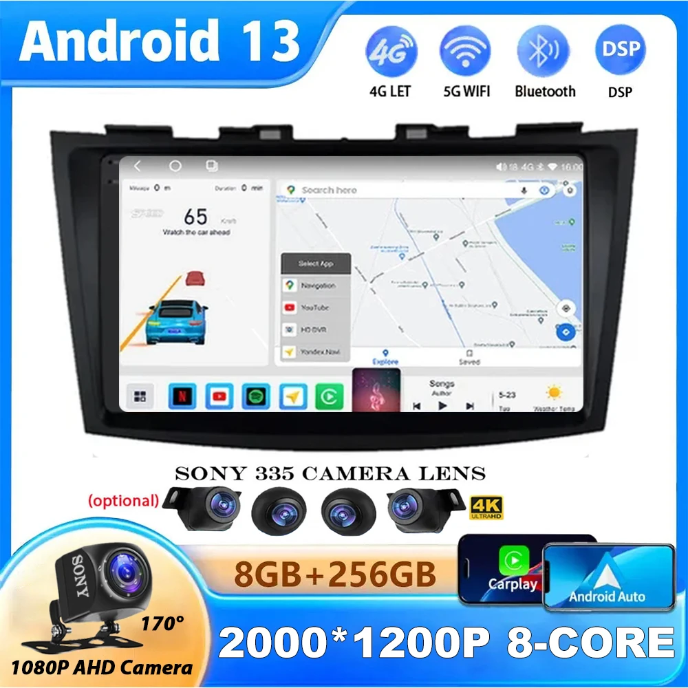 

Android 13 Car Radio Stereo For Suzuki Swift 4 2011 2012 2013 -2016 Multimedia Navigation GPS Video Player Wireless Carplay