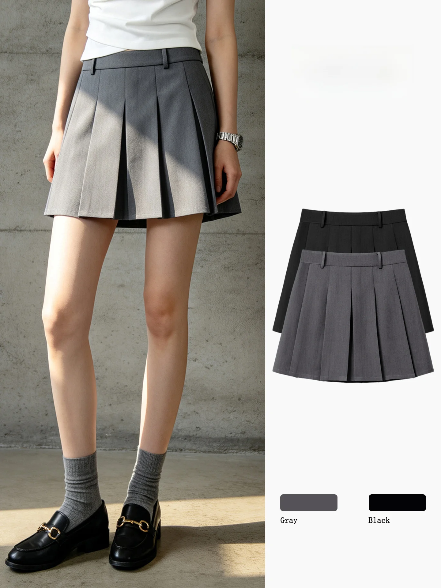 

High Waist A-Line Skirt Women's Summer New Style Commuter Suit Skirt Elegant Anti-Light Pleated Half Body Skirts