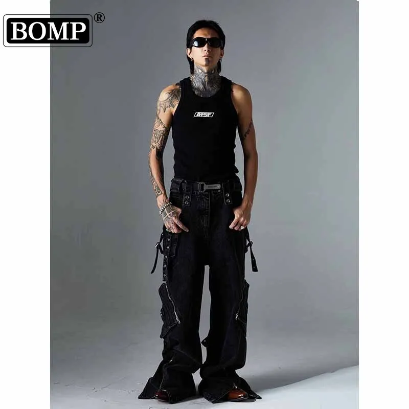 [BOMP] Men's Wear Spring Autumn New Product, Fashion, Niche Design, Washed Used Workwear, Jeans