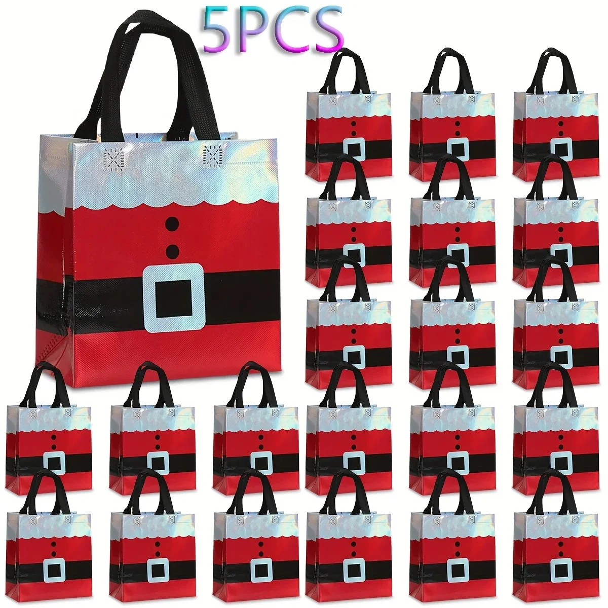5 bolsas de regalo de Navidad con asas, bolsas de embalaje de regalo diseñadas como Papá Noel, adecuadas para llevar en fiestas.