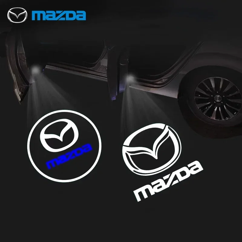 Car Logo HD Projector Lamp Car Door Wireless Welcome Light LED Decoration For Mazda 3 6 BL BM GJ CX3 CX-5 CX-8 KE KF CX7 CX9 MX5