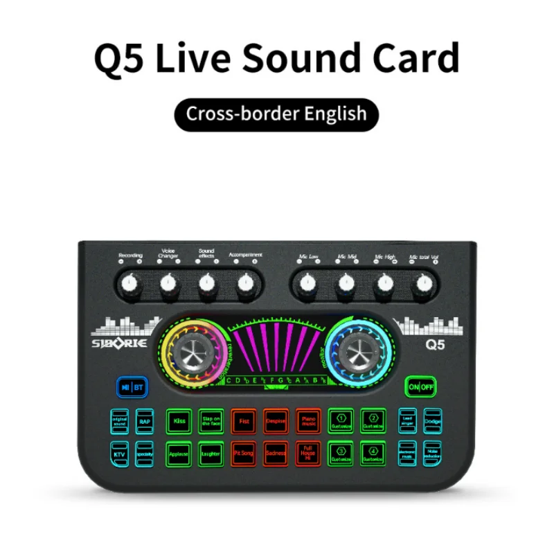 Live Sound Card Live Sound Mixer Streaming Soundboard with XLR-3.5mm Condenser Microphone Sound Card Mixer Voice Changer