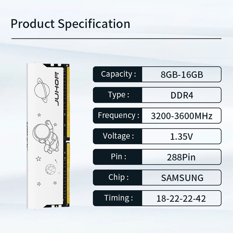 JUHOR Desktop RAMS DDR4 8GB 16GB 3200MHz 3600MHz Novos Rams de Memória Dimm